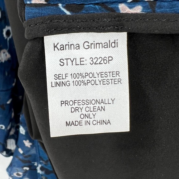 KARINA GRIMALDI Olga Mini Dress Womens Small Blue Mood Floral Lace Up - Picture 13 of 14